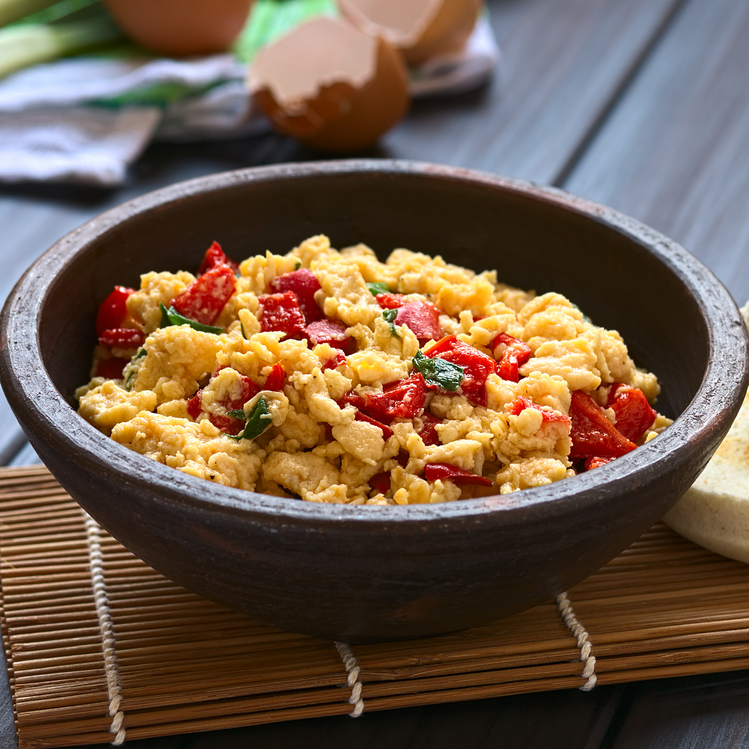 Scrambled Eggs with Peppers & Kale