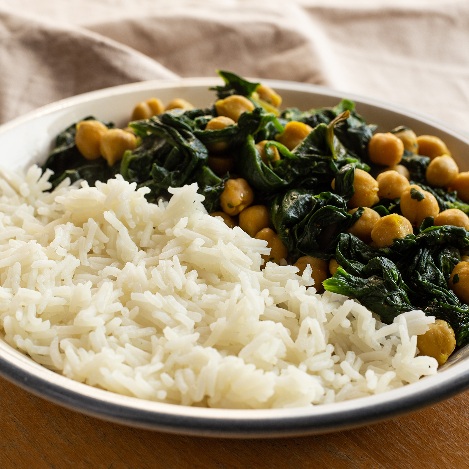 Spiced Chickpeas with Spinach & Rice